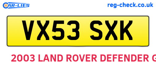 VX53SXK are the vehicle registration plates.