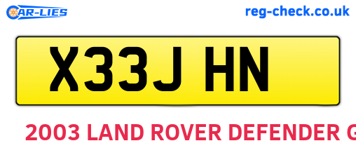 X33JHN are the vehicle registration plates.