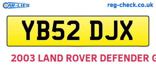 YB52DJX are the vehicle registration plates.