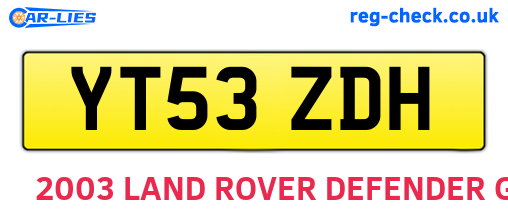 YT53ZDH are the vehicle registration plates.