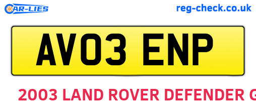 AV03ENP are the vehicle registration plates.