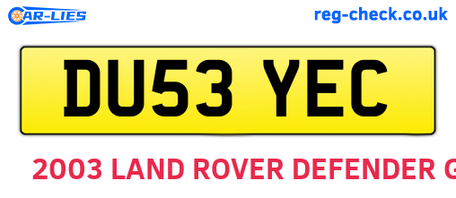 DU53YEC are the vehicle registration plates.