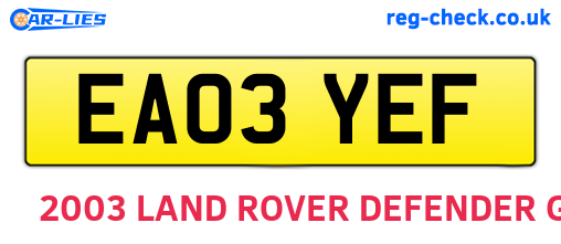 EA03YEF are the vehicle registration plates.