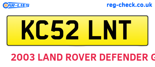KC52LNT are the vehicle registration plates.