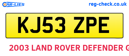 KJ53ZPE are the vehicle registration plates.
