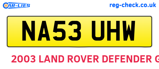 NA53UHW are the vehicle registration plates.