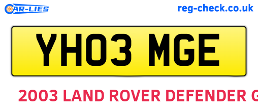 YH03MGE are the vehicle registration plates.