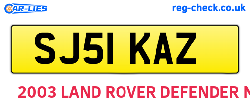 SJ51KAZ are the vehicle registration plates.