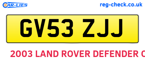 GV53ZJJ are the vehicle registration plates.