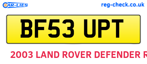 BF53UPT are the vehicle registration plates.