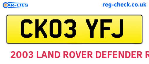 CK03YFJ are the vehicle registration plates.