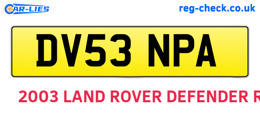 DV53NPA are the vehicle registration plates.