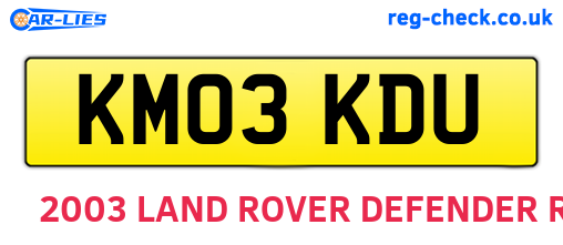 KM03KDU are the vehicle registration plates.