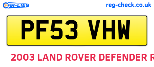 PF53VHW are the vehicle registration plates.