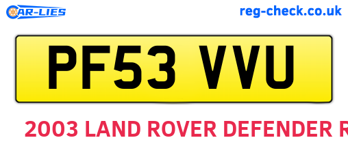 PF53VVU are the vehicle registration plates.