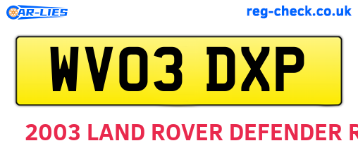 WV03DXP are the vehicle registration plates.