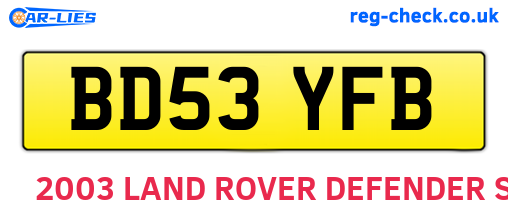 BD53YFB are the vehicle registration plates.