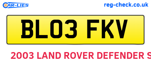 BL03FKV are the vehicle registration plates.