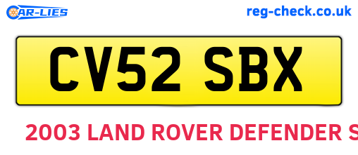 CV52SBX are the vehicle registration plates.