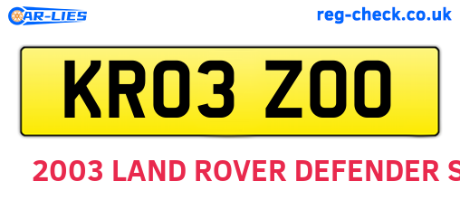KR03ZOO are the vehicle registration plates.