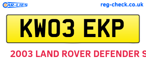 KW03EKP are the vehicle registration plates.