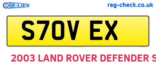 S70VEX are the vehicle registration plates.