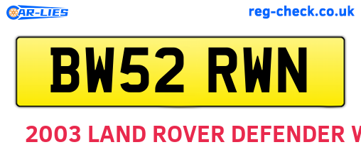 BW52RWN are the vehicle registration plates.