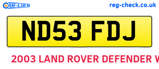 ND53FDJ are the vehicle registration plates.