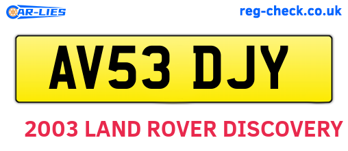AV53DJY are the vehicle registration plates.