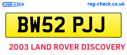 BW52PJJ are the vehicle registration plates.