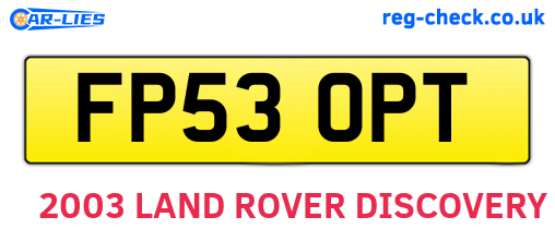FP53OPT are the vehicle registration plates.
