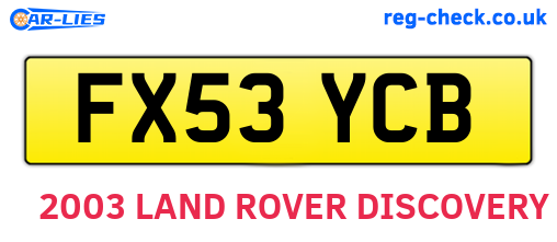 FX53YCB are the vehicle registration plates.