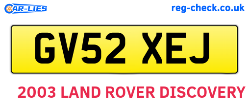 GV52XEJ are the vehicle registration plates.