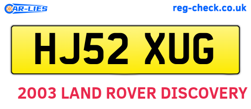 HJ52XUG are the vehicle registration plates.