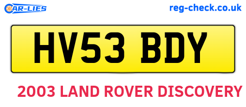 HV53BDY are the vehicle registration plates.
