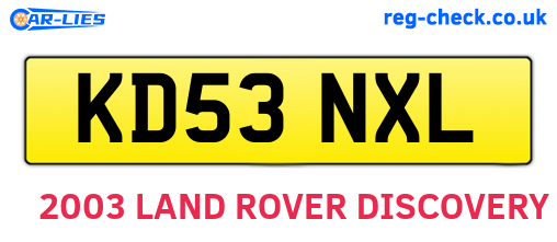 KD53NXL are the vehicle registration plates.