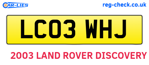 LC03WHJ are the vehicle registration plates.