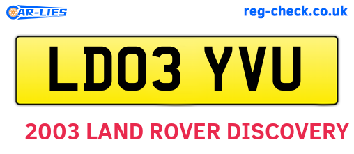 LD03YVU are the vehicle registration plates.