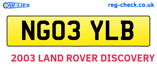NG03YLB are the vehicle registration plates.
