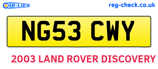 NG53CWY are the vehicle registration plates.