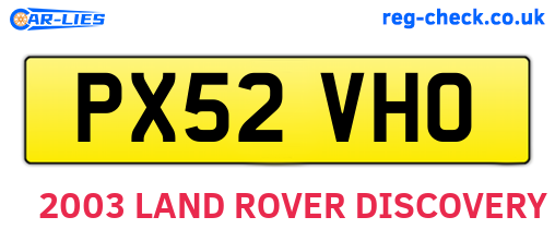 PX52VHO are the vehicle registration plates.