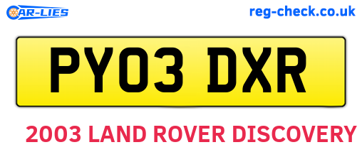 PY03DXR are the vehicle registration plates.