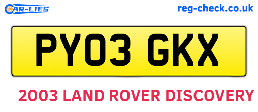 PY03GKX are the vehicle registration plates.