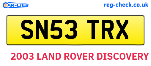 SN53TRX are the vehicle registration plates.