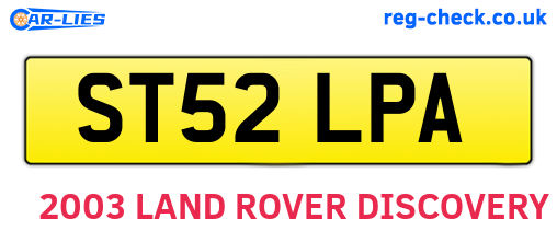 ST52LPA are the vehicle registration plates.