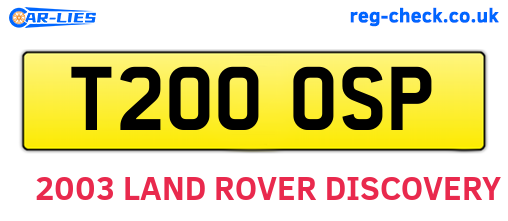 T200OSP are the vehicle registration plates.