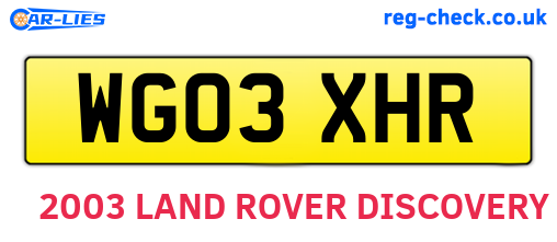 WG03XHR are the vehicle registration plates.