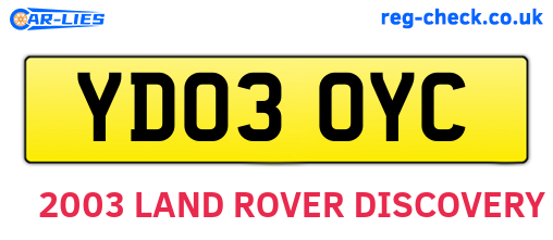 YD03OYC are the vehicle registration plates.