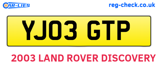 YJ03GTP are the vehicle registration plates.