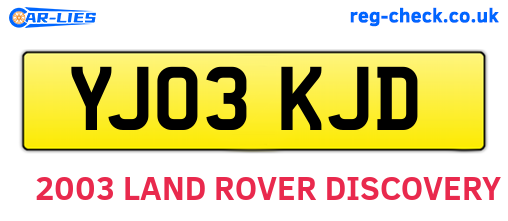 YJ03KJD are the vehicle registration plates.